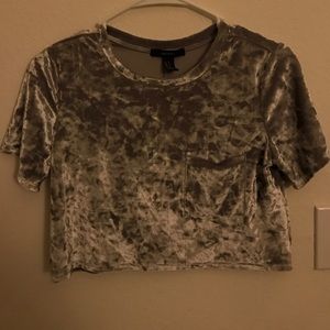 Silver velvet crop top